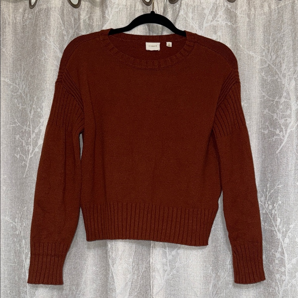 Cyrus Women's Brick Red/Orange Crew Neck Sweater